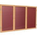 Ghent Ghent Enclosed Letter Board - 3 Door - Burgundy Letterboard w/Oak Frame - 36" x 72" PW33672B-BG